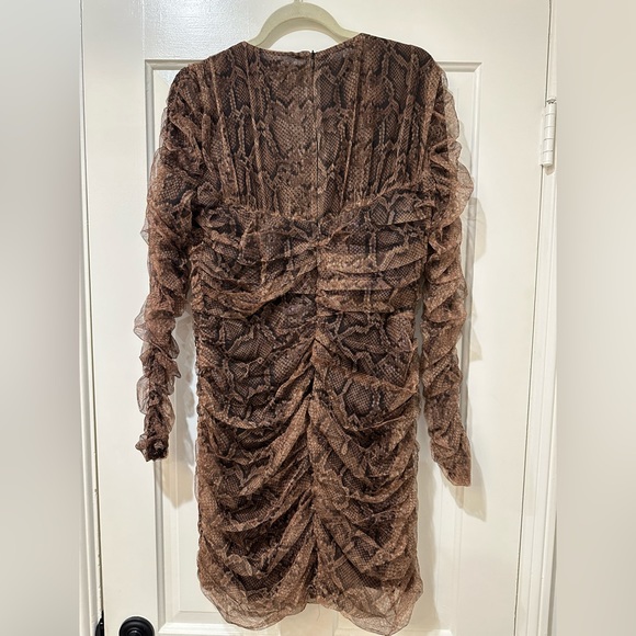 Zara blogger long sleeve tulle.snake print ruched dress - Picture 8 of 11